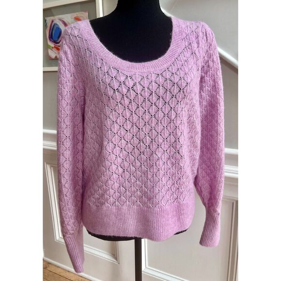 Old Navy Sweaters - 💜 Old Navy Lilac Pointelle Knit Sweater | Size M | Soft Wool Blend